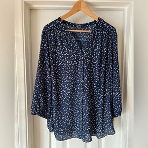 Navy Blue Polka Dot Women's Top by NYDJ 1X XL